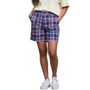 Lauren Ralph Lauren 16 Red White Blue Plaid Cotton Stretch Bermuda Golf Shorts